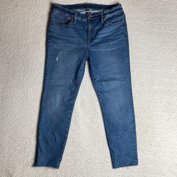 J Crew Jeans 9 High Rise Toothpick Denim Raw Hem Size 31 - Picture 13 of 16